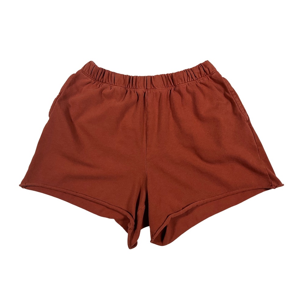 Aerie Terracotta Rust Brown Lounge Sweat Shorts Raw Hem Women Size Medium Casual